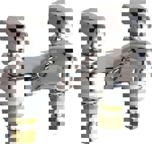 Industrial & Laundry Faucets; Type: Lavatory Metering Faucet; Style: Deck Mount; Design: Two Handle; Handle Type: Push Button; Spout Type: Standard; Spout Size: 4; Finish/Coating: Chrome-Plated; PSC Code: 4510; Type: Lavatory Metering Faucet; Style: Deck